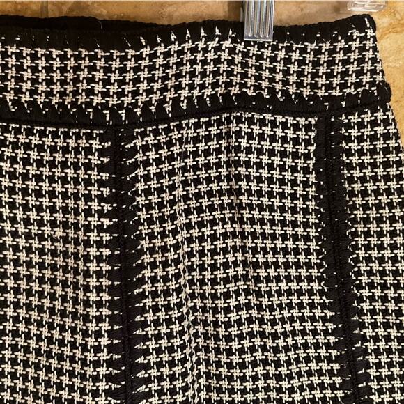NEW Ann Taylor Career Houndstooth Plaid Paneled Flutter A-line Knee Skirt 0 NWOT - Picture 8 of 16